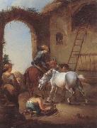 unknow artist Horsemen saddling their horses china oil painting reproduction